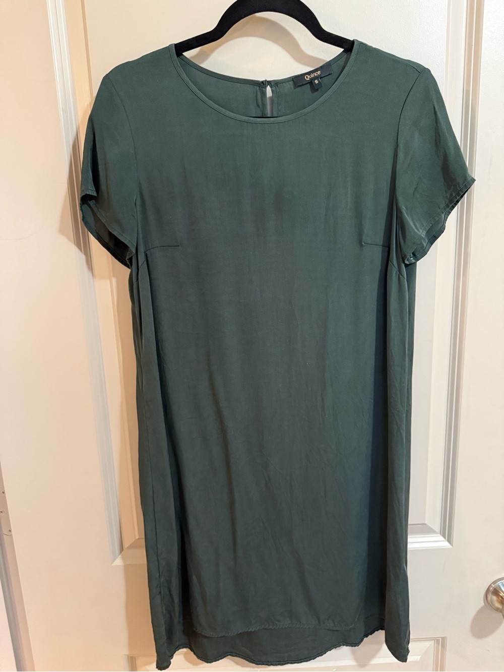 Quince Forest Green Washable Silk T-Shirt Dress